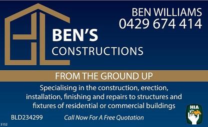 banner image for Ben's Constructions - Ben Williams